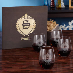 Oxford Stemless Wine Glasses in Personalized Box