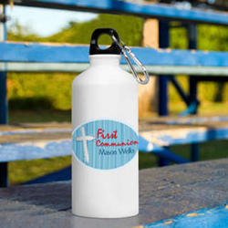 Personalized First Communion Water Bottle in Blue