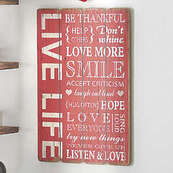 Live Life Red Distressed Wall Plaque