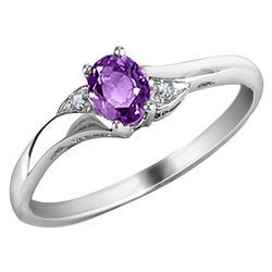 Amethyst Ring with Diamonds in 10K White Gold