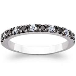 Sterling Silver Black and White Cubic Zirconia Band