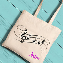 Personalized Music Notes Canvas Tote