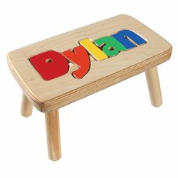 Children's Personalized 1-5 Letter Wooden Puzzle Step Stool