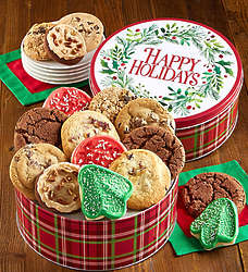 Happy Holidays 16 Assorted Cookies Gift Tin