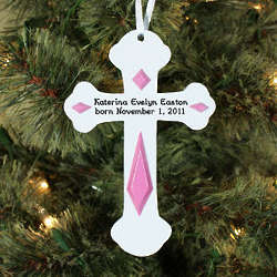 New Baby Engraved Cross Ornament