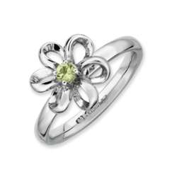 Sterling Silver Peridot Flower Ring