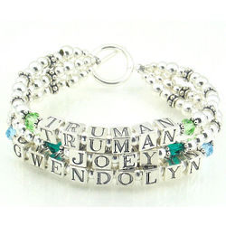 Mother's Personalized Birthstone Bracelet with Bali Silver Beads