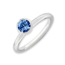 Sterling Silver Blue Swarovski Crystal Birthstone Ring