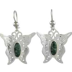Cool Green Butterfly Jade Dangle Earrings