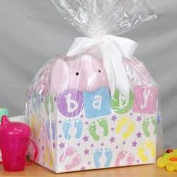 New Baby Girl Gift Basket with Pink Elepant and Bodysuit
