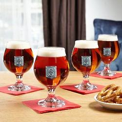 4 Personalized Regal Crested Beer Snifter Glasses