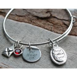 Best Sister Ever Personalized Wire Bangle Bracelet