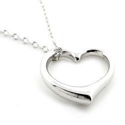 Puffy Heart Pendant and Di-Cut Chain Necklace in Sterling Silver