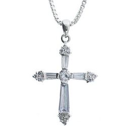 Silver and Cubic Zirconia Royal Cross Pendant