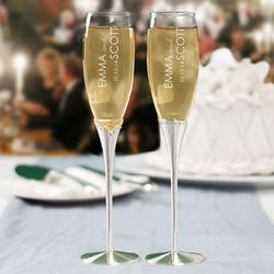 Personalized Wedding Satin-Stemmed Champagne Flutes