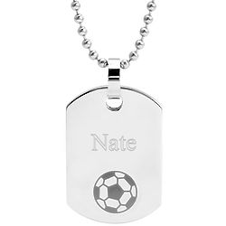 Stainless Steel Soccer Dog Tag
