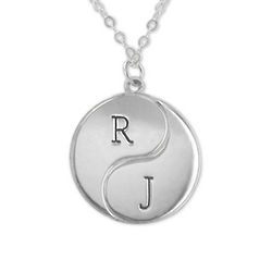 Yin Yang Sterling Silver Initial Necklace
