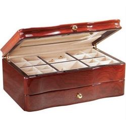Teakwood Scalloped Front Wooden Jewelry Box
