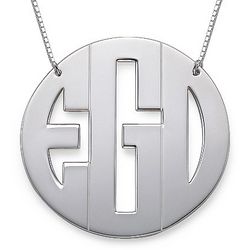 Sterling Silver Extra Large Block Monogam Necklace