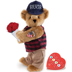 15" Right to Teddy Bear Hugs with Roses and Chocolates