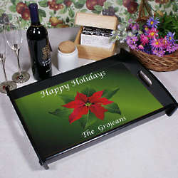 Personalized Poinsettia Holiday Serving Tray