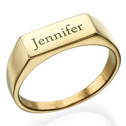 Engraved Gold-Plated Signet Ring