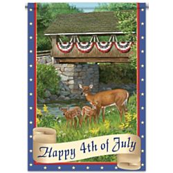 Happy 4th of July Wildlife Art Outdoor Flag