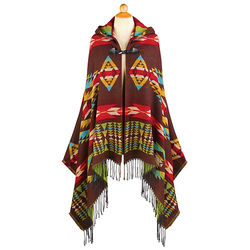 Hooded South Western Blanket Poncho
