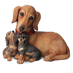 Dachshund Kisses Mother and Puppies Masterpiece Sculpture