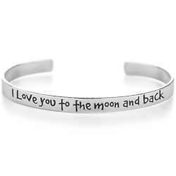 I Love You To The Moon And Back Steel Baby Cuff Bracelet
