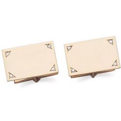 Engravable Diamond Accented 14k Yellow Gold Cuff Links