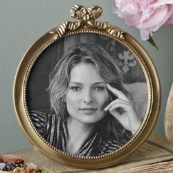 Brass Bow Round Picture Frame