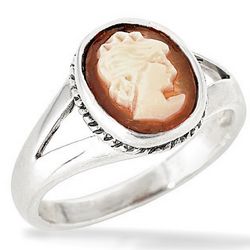 Sterling Silver Hand Carved Italian Cameo Ring