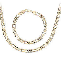 24K Gold Plated Stainless Steel Men's Necklace and Bracelet Set