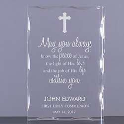 Engraved First Communion Blessings Acrylic Keepsake Plaque