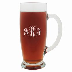 Personalized Script Monogram 18-Ounce Pilsner Glass with Handle