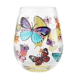 Butterfly Stemless Wine Glass