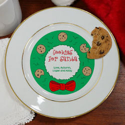 Personalized Cookies for Santa Wreath Ceramic Plate