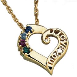 I Love You Family Birthstone Necklace