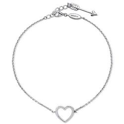 Berricle Sterling Silver Open Heart Arrow Fashion Charm Anklet
