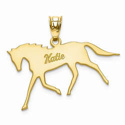 Personalized Name Horse Pendant in 14 Karat Gold