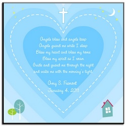 Personalized Bedtime Blessing Art Panel in Blue