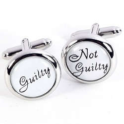 Rhodium-Plated Guilty and Not Guilty Cuff Links