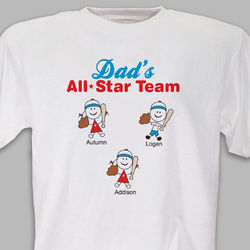 Personalized Dad's All Star Team T-Shirt