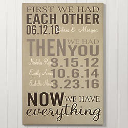 First We Had Each Other Then We Had You Personalized Canvas Print