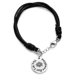 You Are My Sunshine Bracelet with Leather Cord