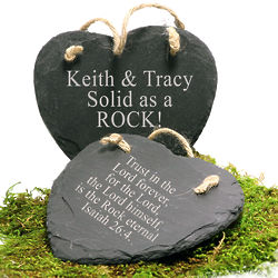 Personalized Solid as a Rock Granite Heart Ornament