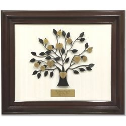 Family Tree in Wood Frame with Engraved Gold Plate
