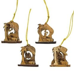 4 Olive Wood Grotto Ornaments