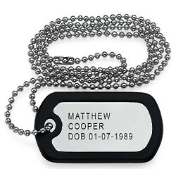 Personalized Aluminum Dog Tag with Bead Chain
